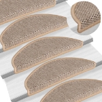 Tappeti Adesivi Scale Aspetto Sisal 15pz 56x17x3cm Beige Chiaro
