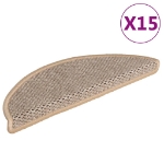 Tappeti Adesivi Scale Aspetto Sisal 15pz 56x17x3cm Beige Chiaro