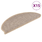 Tappeti Adesivi Scale Aspetto Sisal 15pz 65x21x4cm Beige Chiaro