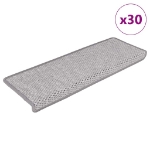 Tappeti Adesivi Scale Aspetto Sisal 30 pz 65x21x4 cm Platino