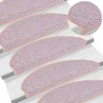 Tappeti Autoadesivi Scale Aspetto Sisal 15 pz 56x17x3 cm Rosa
