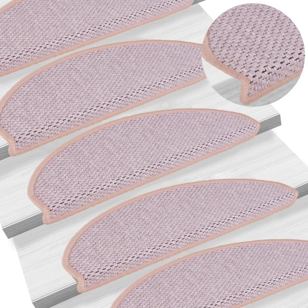 Tappeti Autoadesivi Scale Aspetto Sisal 15 pz 56x17x3 cm Rosa