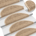 Tappeti Autoadesivi Scale Aspetto Sisal 15 pz 56x17x3 cm Sabbia