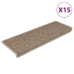 Tappeti Autoadesivi Scale Aspetto Sisal 15 pz 65x21x4 cm Sabbia