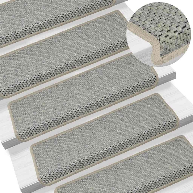 Tappeti Autoadesivi Scale Aspetto Sisal 15 pz 65x21x4 cm Verdi