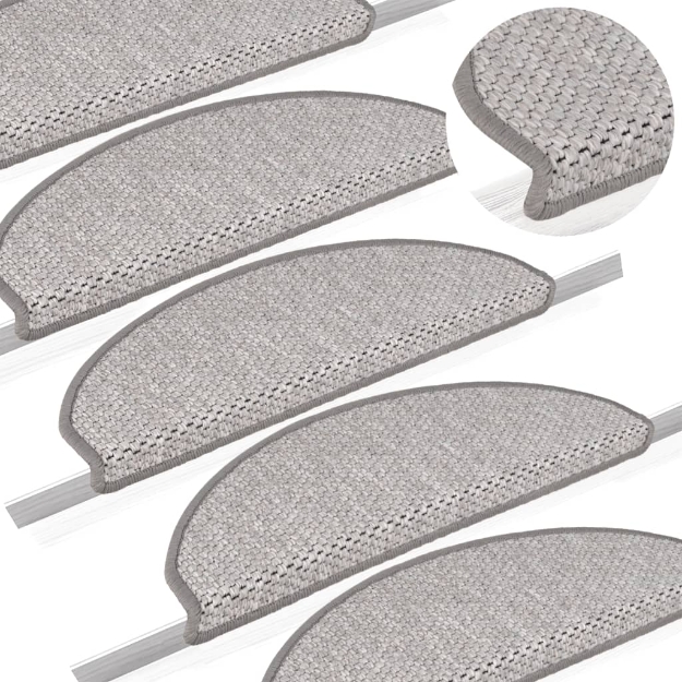 Tappeti Autoadesivi Scale Aspetto Sisal 15 pz 65x21x4cm Platino