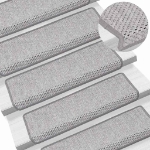 Tappeti Autoadesivi Scale Aspetto Sisal 15 pz 65x21x4cm Platino