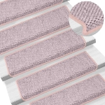 Tappeti Autoadesivi Scale Aspetto Sisal 15 pz 65x21x4cm Rosa