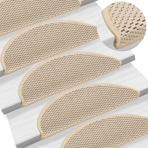 Tappeti Autoadesivi Scale Aspetto Sisal 15pz 56x17x3 cm Berbero