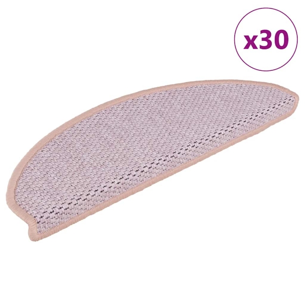 Tappeti Autoadesivi Scale Aspetto Sisal 30 pz 56x17x3 cm Rosa