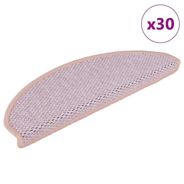 Tappeti Autoadesivi Scale Aspetto Sisal 30 pz 65x21x4 cm Rosa