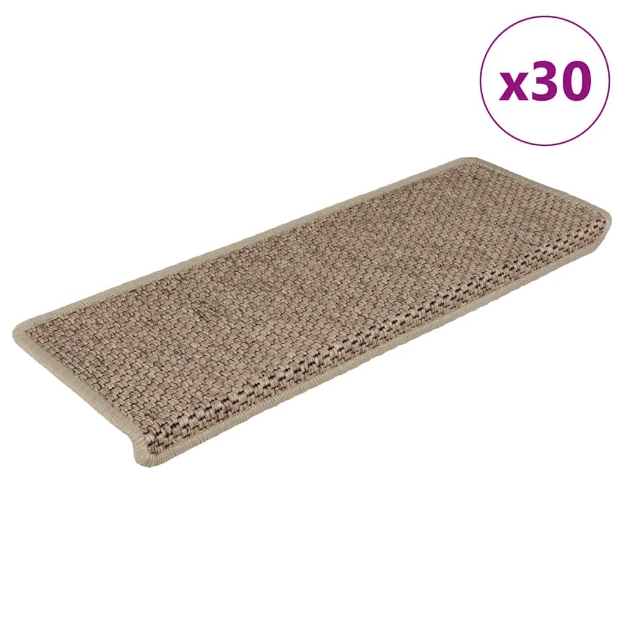 Tappeti Autoadesivi Scale Aspetto Sisal 30 pz 65x21x4 cm Sabbia