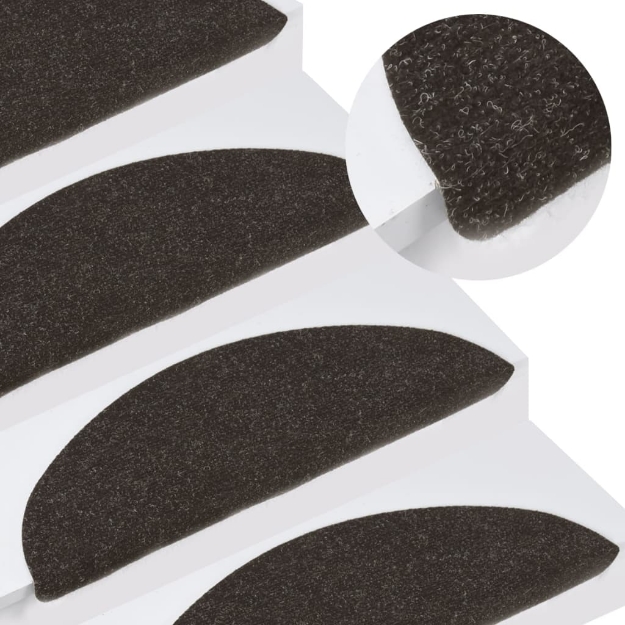Tappetini Autoadesivi per Scale 10pz Neri 65x22,5x3,5 cm
