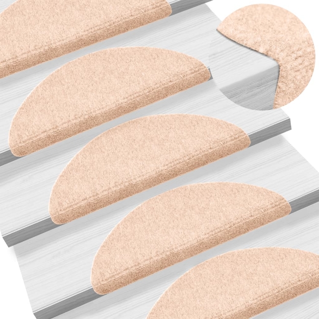 Tappetini Autoadesivi per Scale 15 pz 56x17x3 cm Crema