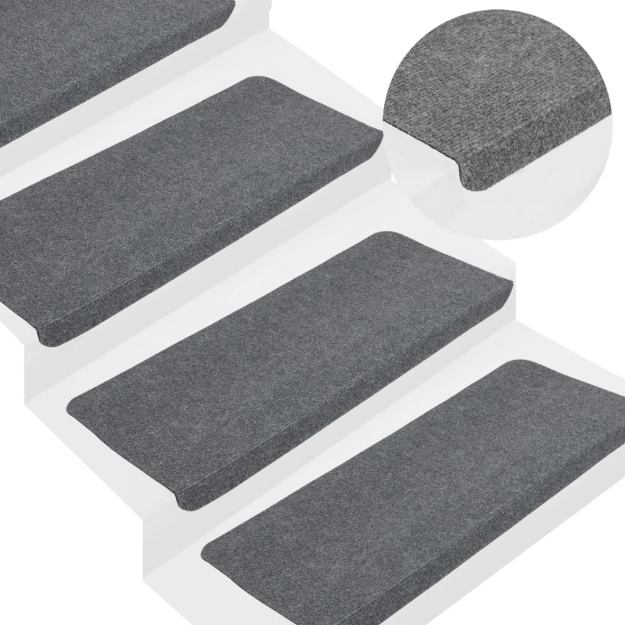 Tappetini Autoadesivi per Scale 15 pz 65x24,5x3,5 cm Grigio
