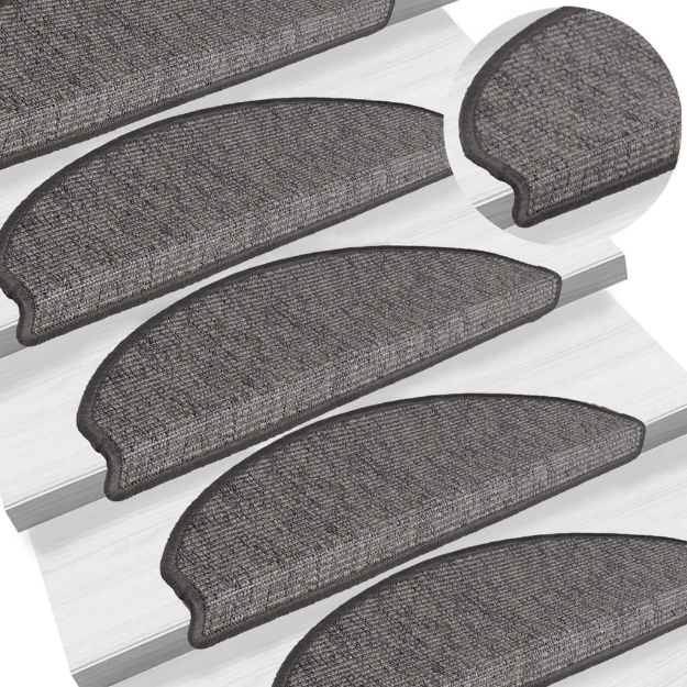 Tappetini Autoadesivi per Scale 15 pz Grigi e Beige 65x21x4 cm