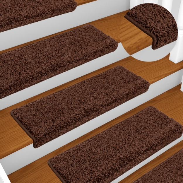 Tappetini per Scale 10 pz 65x21x4 cm Marrone