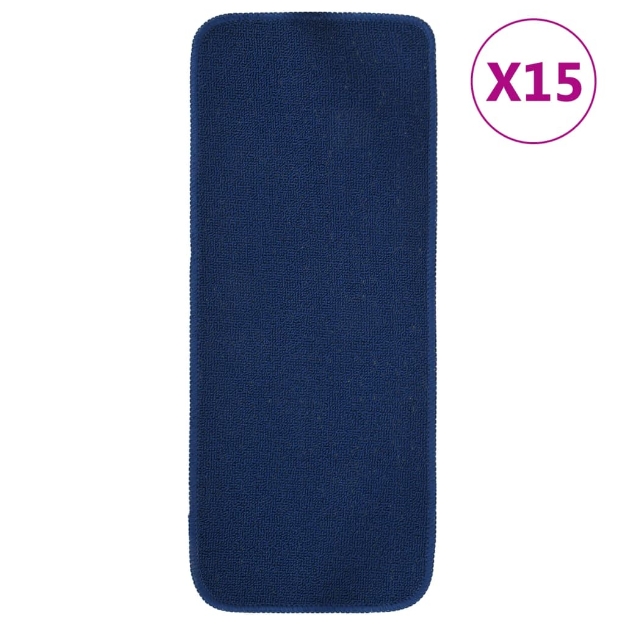 Tappetini per Scale 15 pz 60x25cm Blu Antiscivolo Rettangolari