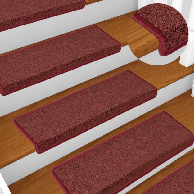 Tappetini per Scale 15 pz 65x21x4 cm Rosso Opaco