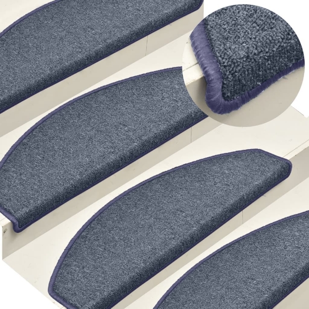 Tappetini per Scale 15 pz Grigio Scuro 65x24x4 cm