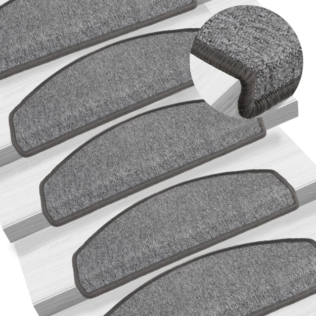 Tappetini per Scale 15 pz Grigio Scuro 65x24x4 cm