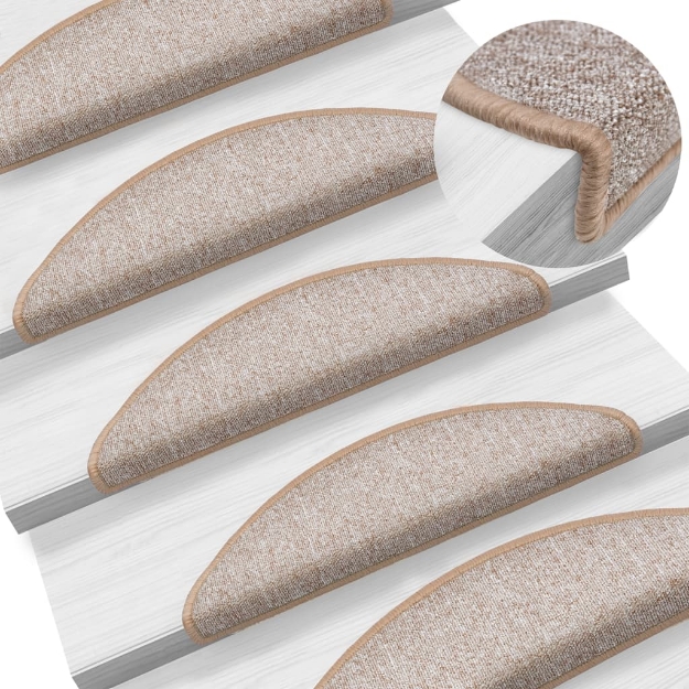 Tappetini per Scale 15 pz Marrone Chiaro 56x17x3 cm