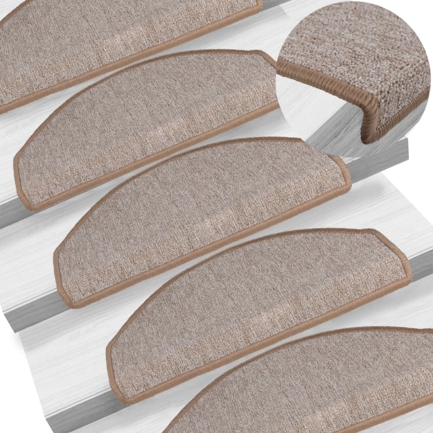 Tappetini per Scale 15 pz Marrone Chiaro 65x24x4 cm