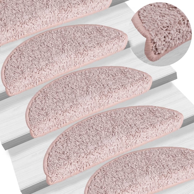 Tappetini per Scale 15 pz Rosa Chiaro 56x17x3 cm