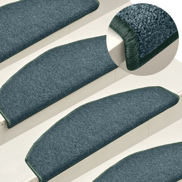 Tappetini per Scale 15 pz Verde Scuro 65x24x4 cm