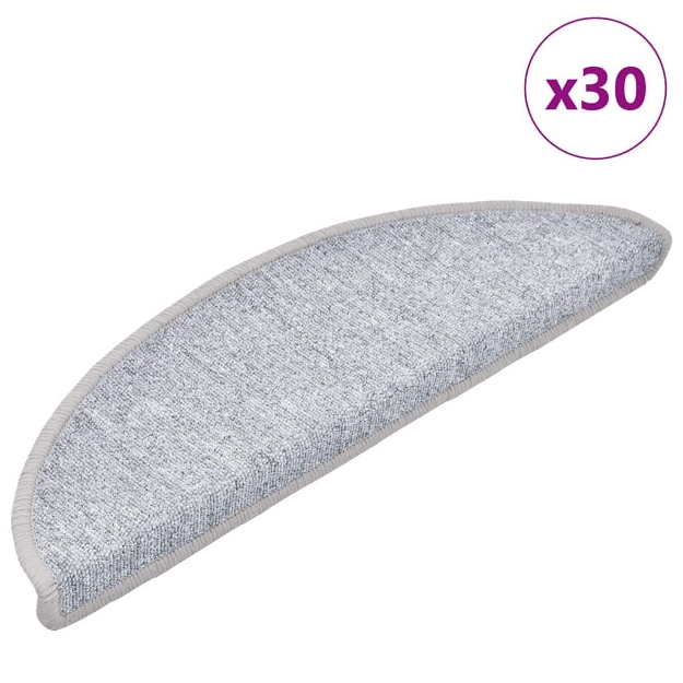 Tappetini per Scale 30 pz Grigio Chiaro 56x17x3 cm