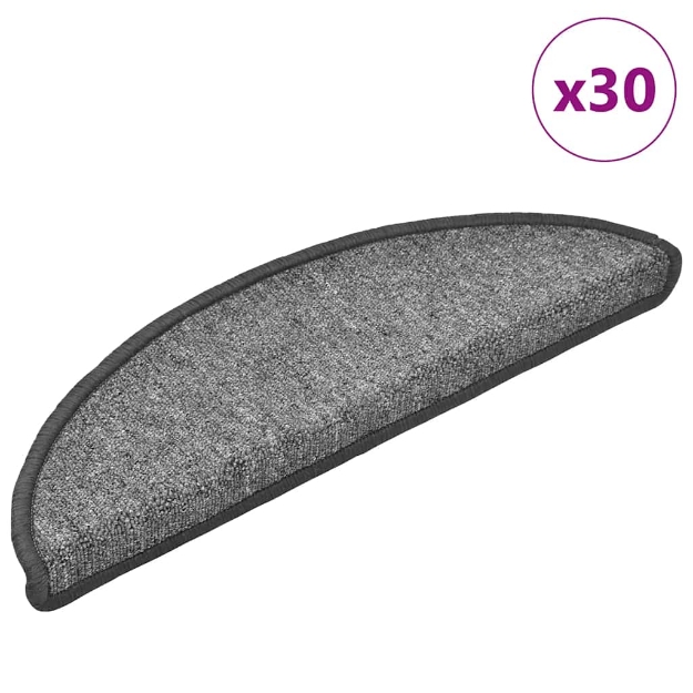 Tappetini per Scale 30 pz Grigio Scuro 56x17x3 cm