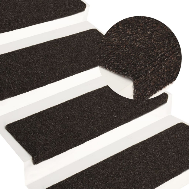 Tappetini per Scale Tessuto Agugliato 15 pz 65x21x4 cm