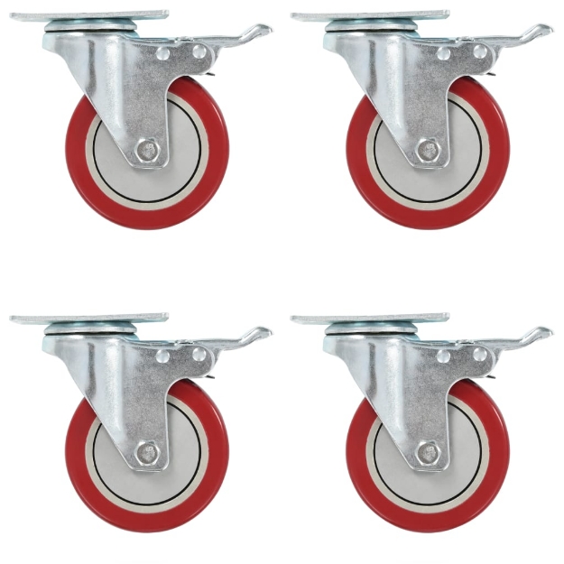 Ruote Girevoli con Doppio Freno 4 pz 100 mm