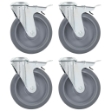Ruote Girevoli con Foro per Bulloni e Doppio Freno 4 pz 125 mm