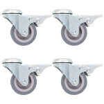 Ruote Girevoli con Foro per Bulloni e Doppio Freno 4 pz 50 mm