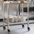 Tavolo da Lavoro Cucina con Ruote 82,5x55x85 cm in Acciaio Inox