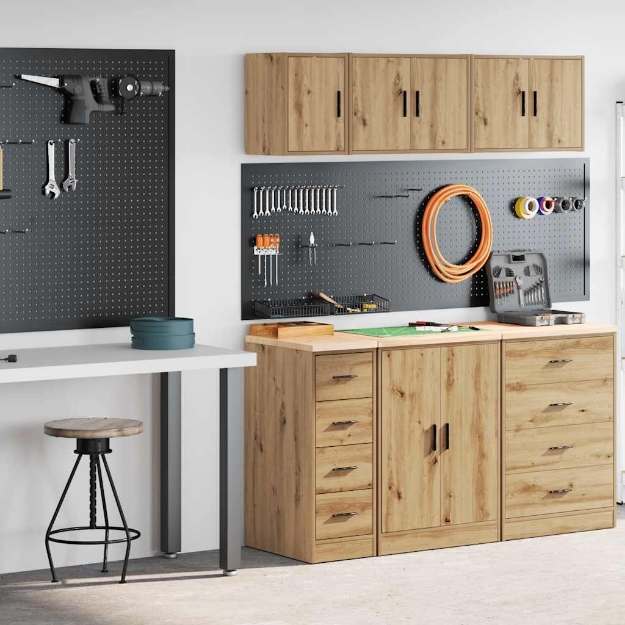 Armadi da Garage 2 pz Rovere Artigianale in Legno Multistrato