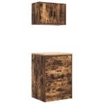 Armadi da Garage 2 pz Rovere Fumo in Legno Multistrato