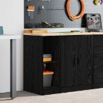 Armadietto da Garage Nero 30x51x85 cm in Legno Massello di Pino