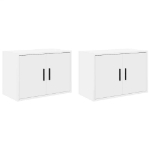 Pensili per Garage 2 pz Bianco in Legno Multistrato