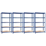 Scaffali a 5 Ripiani 4 pz Blu in Acciaio e Legno Multistrato