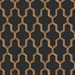 DUTCH WALLCOVERINGS Carta da Parati Geometric Nero e Oro