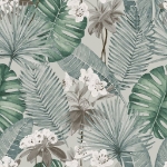DUTCH WALLCOVERINGS Carta da Parati Eden Grigio e Verde Chiaro