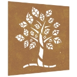 Decorazione Muro da Giardino 55x55 cm Albero in Acciaio Corten
