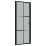 Porta Interna 83x201,5 cm Nero Opaco Vetro e Alluminio