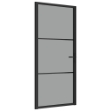 Porta Interna 93x201,5 cm Nera in Vetro ESG e Alluminio