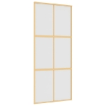 Porta Scorrevole Dorata 90x205 Vetro Smerigliato ESG Alluminio