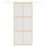 Porta Scorrevole Dorata 90x205 Vetro Smerigliato ESG Alluminio