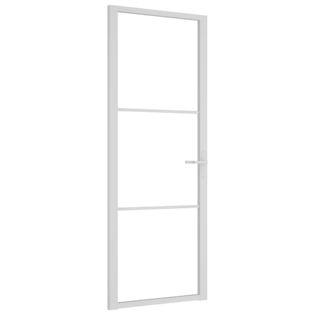 Porta Interna 76x201,5 cm Bianca in Vetro ESG e Alluminio