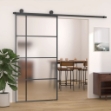 Porta Scorrevole in Vetro ESG e Alluminio 102,5x205 cm Nera